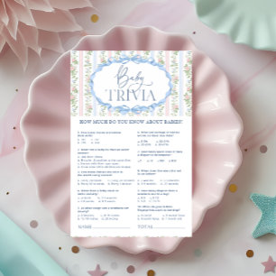 Vintage Blue et rose Floral Baby Trivia jeu
