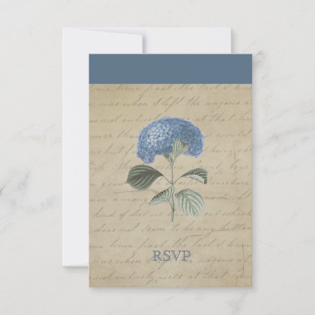 Vintage Blue Hydrangea RSVP Personnalisé (Devant)