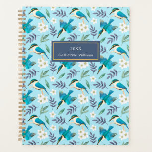 Vintage Blue Kingfisher Birds Floral Nom