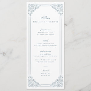 Vintage Blue Ornate Frame Mariage Menu + Merci