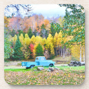 Vintage Blue Truck Dessous de verre en plastique b
