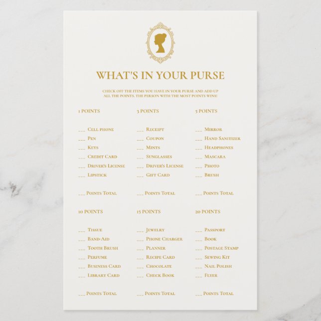 Vintage Blue What's In Your Purse Bridal Shower (Devant)