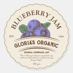 Vintage Blueberry Fruit Jam Étiquette de produits