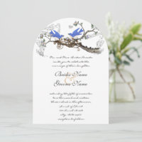 Vintage Bluebirds Chirping Mariage Invitations