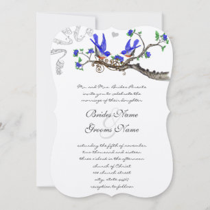 Vintage Bluebirds Royal Blue Wedding Invitations