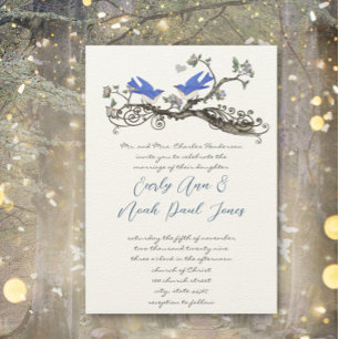 Vintage Bluebirds Wedding Invitations
