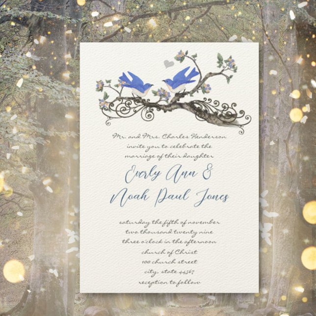 Vintage Bluebirds Wedding Invitations (Créateur téléchargé)
