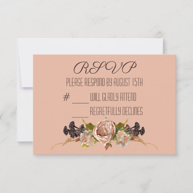 Vintage Blush & Plum réponse florale RSVP (Devant)