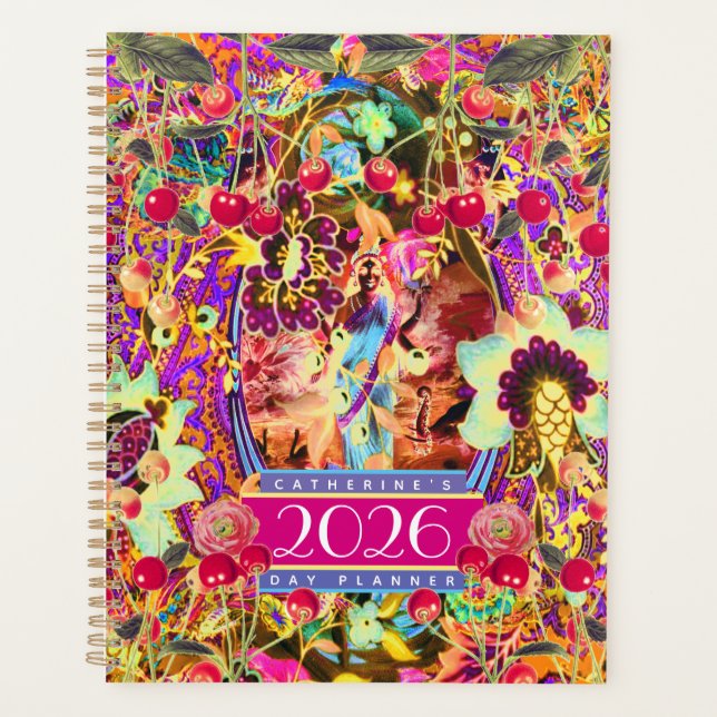 Vintage Bohemian Goddess Neon 2026 Day Planner (Devant)