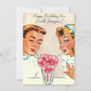 Vintage Bonne Anniversaire Neige Jeune Carte de Va