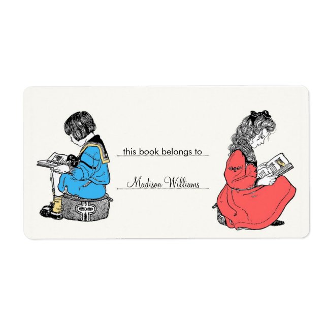 Vintage Bookplate Étiquette de livre personnalisé (Devant)