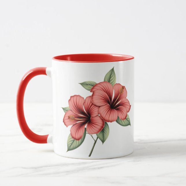 Vintage Botanical Hibiscus Coffee, tea mug (Gauche)