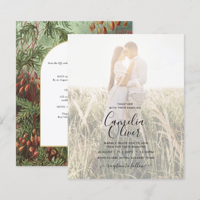 Vintage Botanique Green Terracotta Mariage (Devant / Derrière)