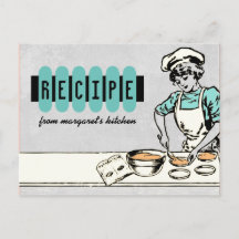 Vintage boulangerie fille chef gâteau carte de rec
