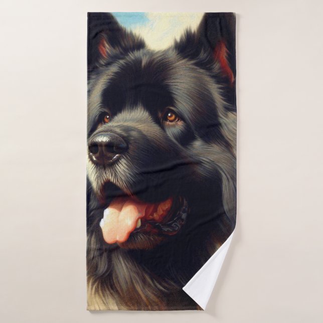 Vintage Bouvier des Flandres Peinture (Serviette de bain)