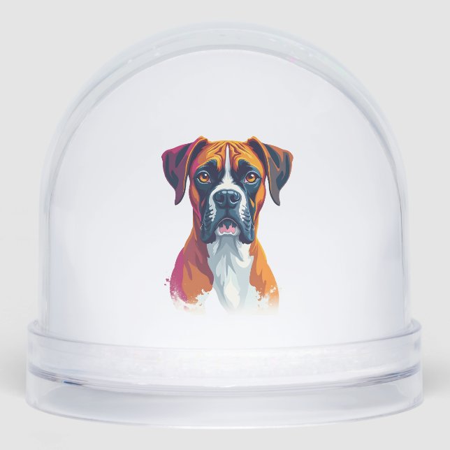 Vintage Boxer Dog Portrait Color Splash Pop Art Il (Avant)
