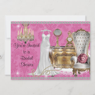 VINTAGE BRIDAL SHOWE INVITATION PINK DAMASK Wallp