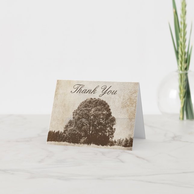 Vintage Brown Oak Tree Merci (Devant)