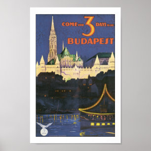 Vintage Budapest Hungary Travel Poster Print