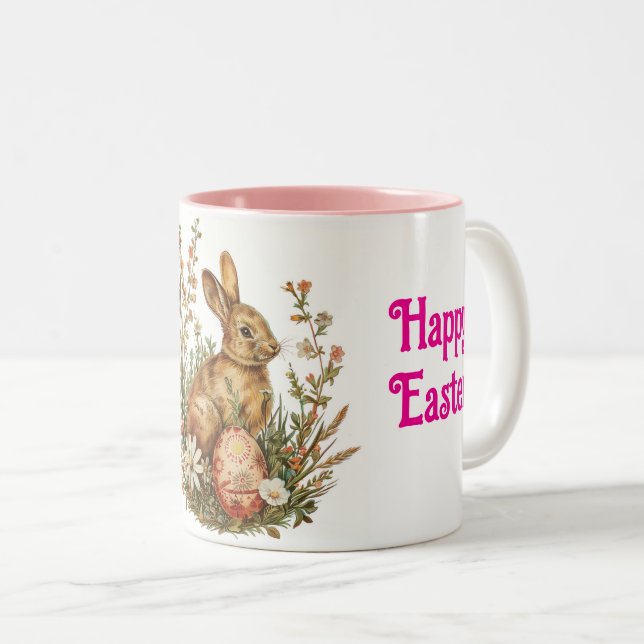 Vintage Bunny With Egg Easter Mug (Devant droit)