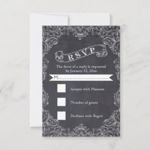 Vintage cadre et tableau noir mariage RSVP