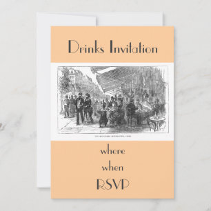 Vintage Café Montmartre Paris Fête Invitation