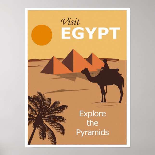 Vintage Camel Pyramid Egypte Affiche de voyage (Devant)