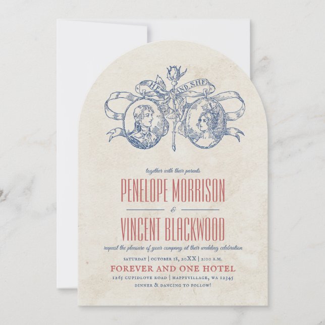 Vintage Cameo Love Wedding Invitation (Devant)