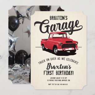 Vintage Camion Anniversaire Fête Photo Invitation