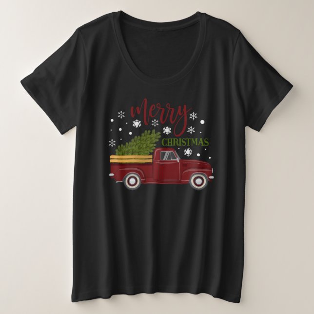 Vintage Camion Rouge Joyeux Arbre de Noël Ferme (Design devant)