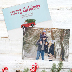 Vintage Camion rouge Noël Carte photo 1 Photo
