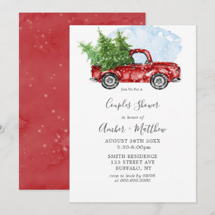 Vintage Camion Rouge Noël Couple Invitations de do