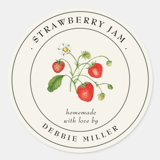 Vintage Canning Strawberry Jam Jar Étiquettes (Devant)
