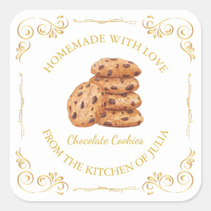 Vintage Carré de cookies maison Étiquette   BLANCH