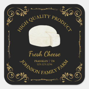 Vintage Carré de fromage frais de ferme Étiquette