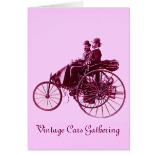 Vintage Cars Gathering, violet rose violet blanc