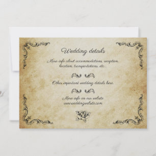Vintage carte de détails mariage romantique