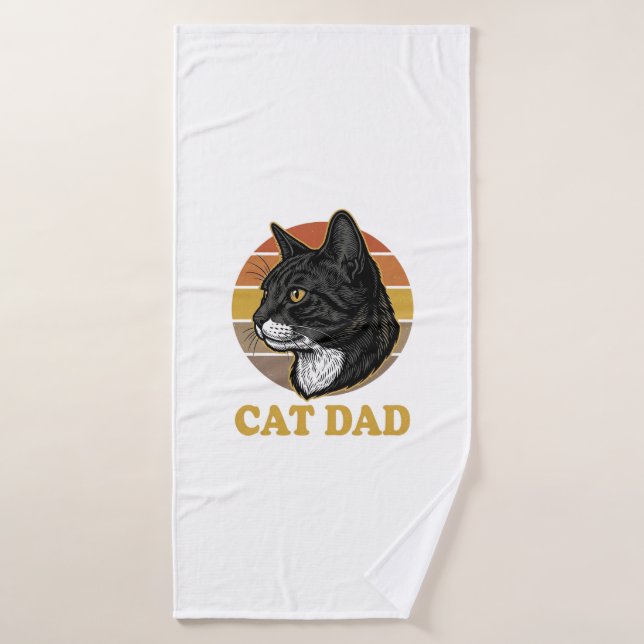 Vintage Cat Dad Retro Cat Lover Shirt Design_1 (Serviette de bain)