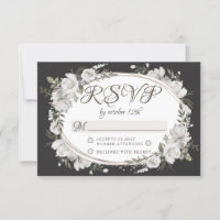 Vintage Cerisâtre Oval Floral Mariage RSVP Réponse