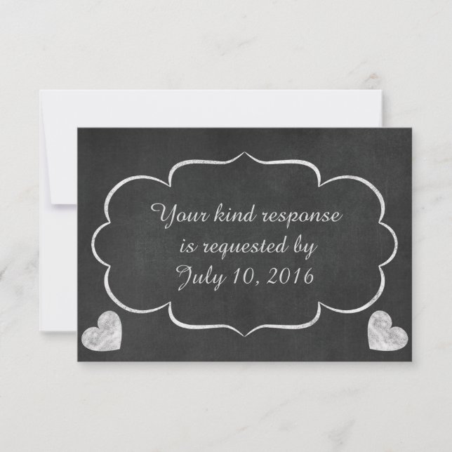 Vintage Chalkboard Coeur Mariage RSVP (Devant)