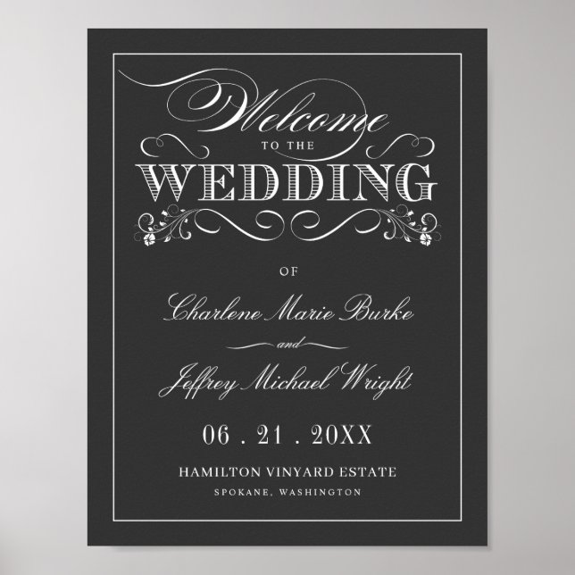 Vintage Chalkboard Elegant Mariage Affiche de bien (Devant)
