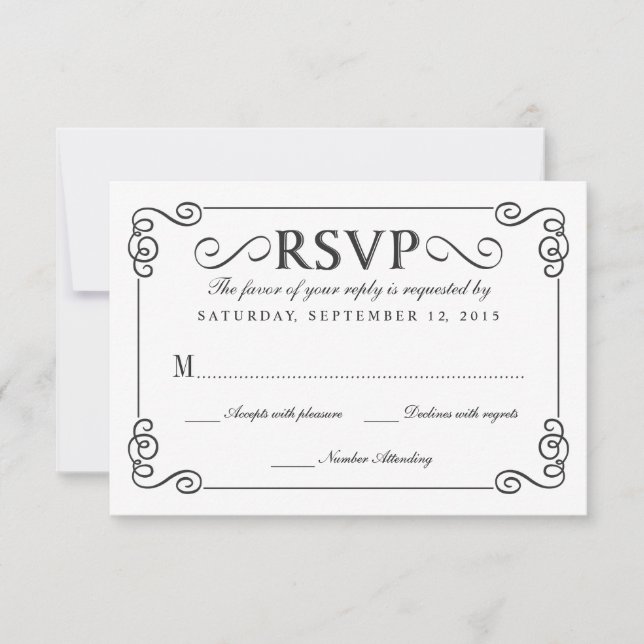 Vintage Chalkboard Elegant Mariage RSVP (Devant)