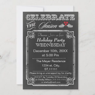 Vintage Chalkboard Fête de vacances Invitation