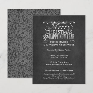Vintage Chalkboard Holiday Open House Invitation