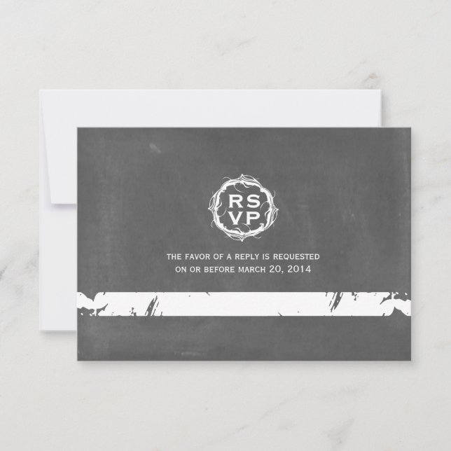 Vintage Chalkboard Inspiré Mariage RSVP (Devant)