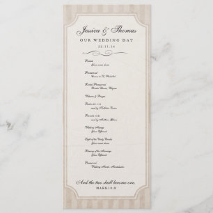 Vintage Charm Custom Cream Wedding Programme