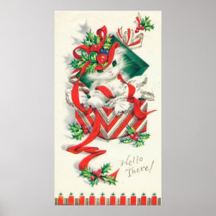 Vintage chat de Noël Poster murale