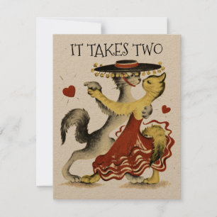 Vintage Chats Danser Valentine's Card Modèle