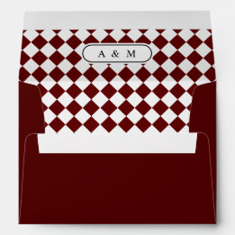 Vintage Check Checkered Monogram Wedding Envelope