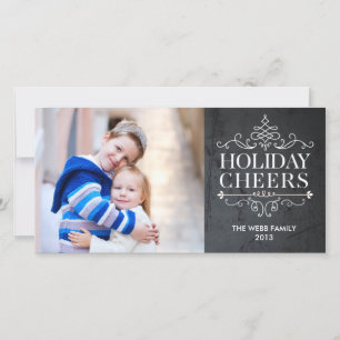 Vintage Cheers 1 Photo Holiday Carte photo